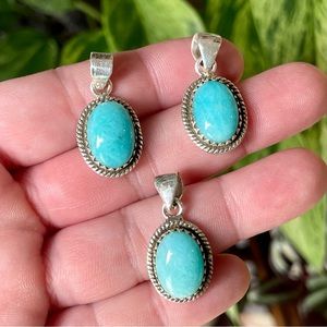 🌊Amazonite Crystal Sterling Silver .925 Necklace Pendant🌊